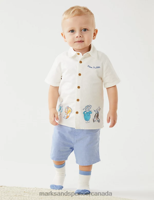 Baby Blue Mix Clothing Marks & Spencer 3pc Cotton Rich Peter Rabbit Outfit 20VTD7477 - Marks and Spencer Canada locations