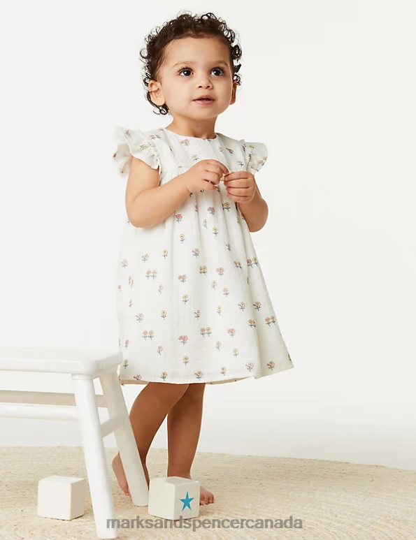 Marks and Spencer Canada - Baby Cream Mix Clothing Marks & Spencer 2pc Pure Cotton Floral Outfit 20VTD7730