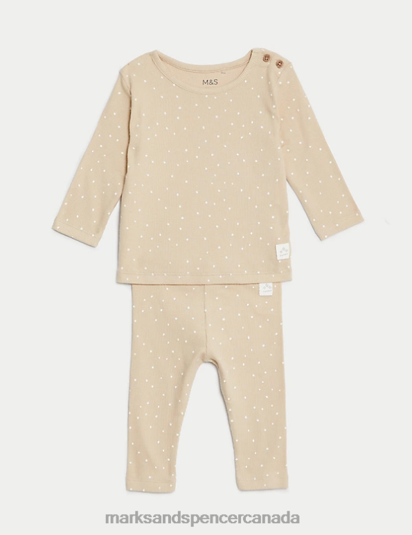 Marks and Spencer sale - Baby Dark Almond Clothing Marks & Spencer 2pc Cotton Rich Spot Outfit 20VTD7335