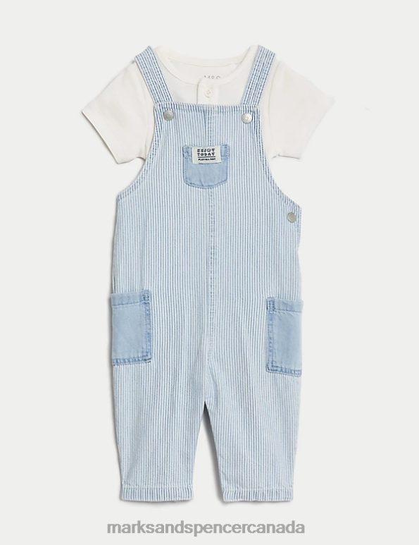 Baby Denim Clothing Marks & Spencer 2pc Cotton Rich Striped Outfit 20VTD7247 - Marks and Spencer Canada locations