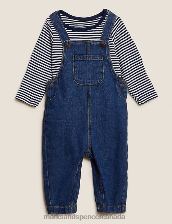 Marks and Spencer sale - Baby Denim Clothing Marks & Spencer 2pc Pure Cotton Dungaree Outfit 20VTD7593