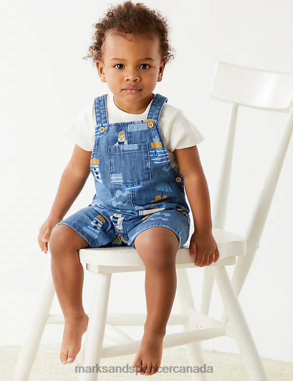 Marks and Spencer Canada - Baby Denim Mix Clothing Marks & Spencer 2pc Pure Cotton Printed Outfit 20VTD7330