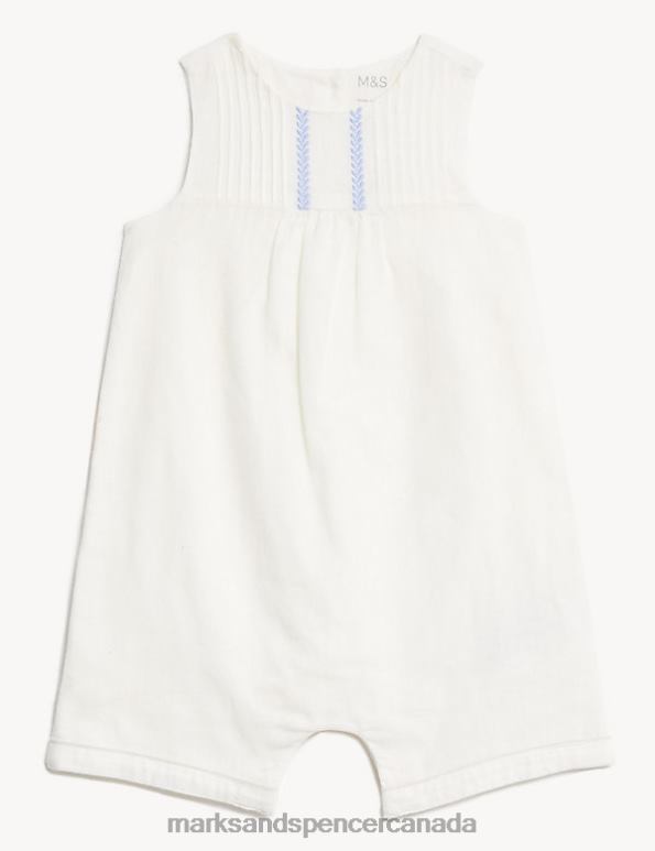 Marks and Spencer Canada - Baby Ivory Mix Clothing Marks & Spencer Cotton Rich Embroidered Romper 20VTD7490