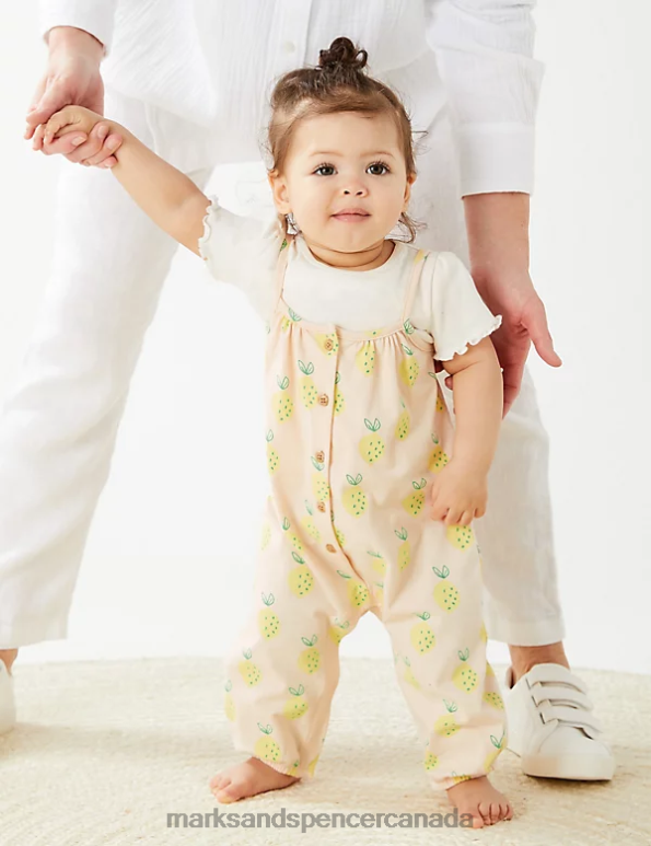 Baby Light Peach Clothing Marks & Spencer 2pc Cotton Rich Lemon Print Outfit 20VTD7766 - Marks and Spencer Canada locations