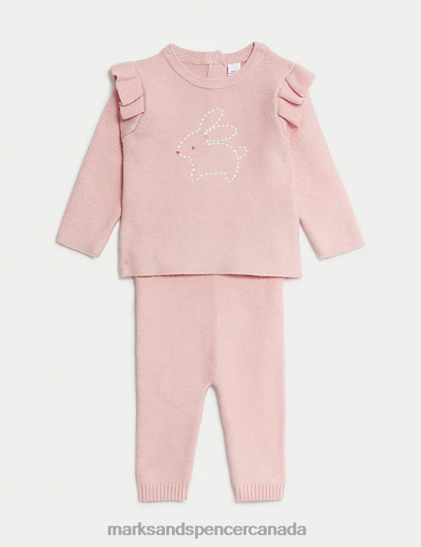 Baby Light Pink Clothing Marks & Spencer 2pc Knitted Bunny Outfit 20VTD7654 - Marks and Spencer Canada locations