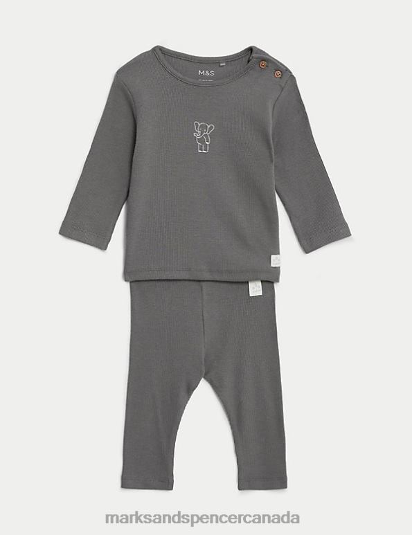 Marks and Spencer near me - Baby Medium Grey Clothing Marks & Spencer 2pc Cotton Rich Elephant Outfit 20VTD7447