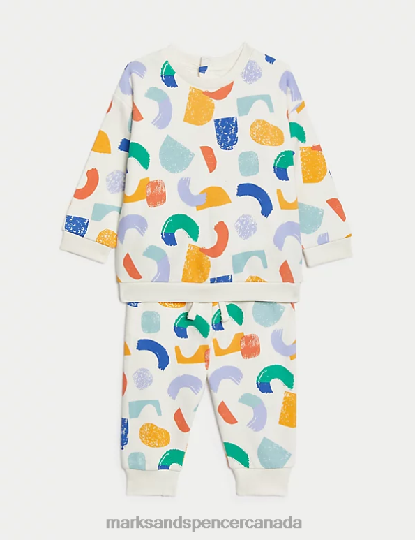 Baby Multi Clothing Marks & Spencer 2pc Cotton Rich Abstract Outfit 20VTD7311 - Marks and Spencer Canada locations