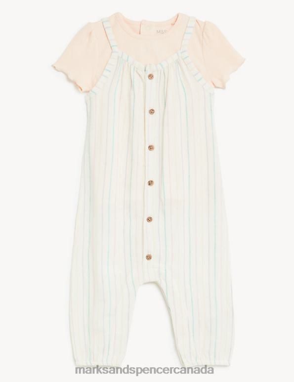 Baby Multi Clothing Marks & Spencer 2pc Cotton Rich Striped Romper Outfit 20VTD7666 - Marks and Spencer Canada locations