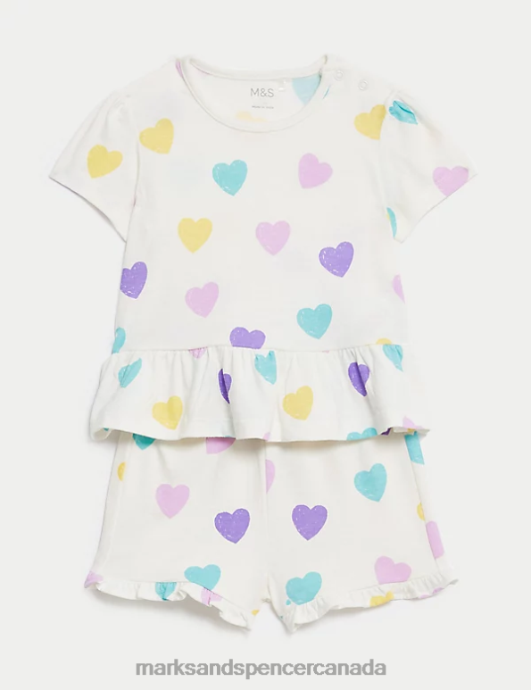 Marks and Spencer sale - Baby Multi Clothing Marks & Spencer 2pc Pure Cotton Heart Outfit 20VTD7617