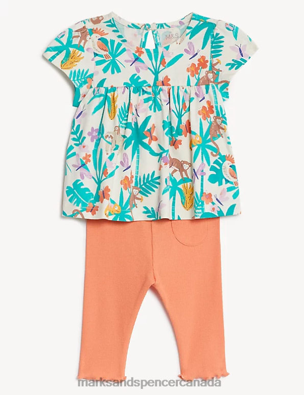 Baby Multi Clothing Marks & Spencer Cotton Rich Jungle Outfit 20VTD7707 - Marks and Spencer outlet