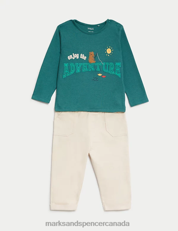 Marks and Spencer Canada - Baby Multi Clothing Marks & Spencer Cotton Rich Slogan Outfit 20VTD7364