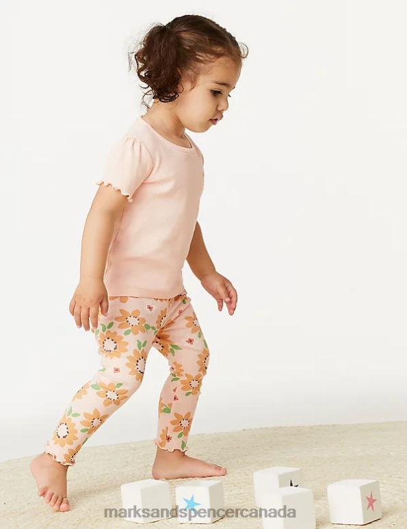 Baby Peach Mix Clothing Marks & Spencer 2pc Cotton Rich Sunflower Outfit 20VTD7726 - Marks and Spencer Canada locations