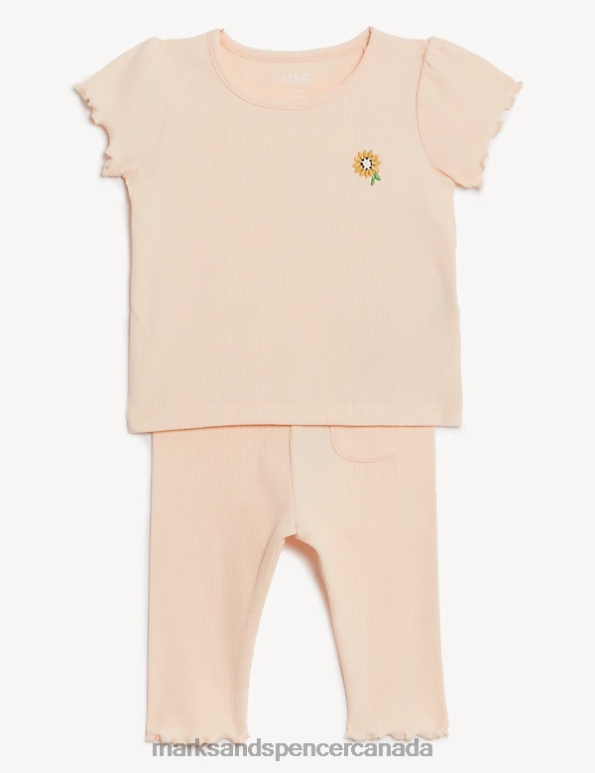 Marks and Spencer Canada - Baby Peach Mix Clothing Marks & Spencer Cotton Rich Outfit 20VTD7709