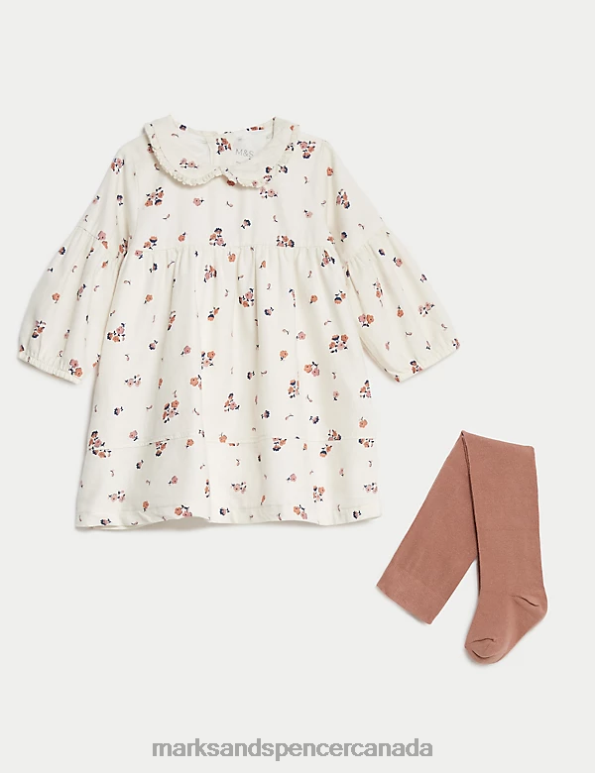 Baby Pink Mix Clothing Marks & Spencer 2pc Cotton Rich Floral Outfit 20VTD7618 - Marks and Spencer online