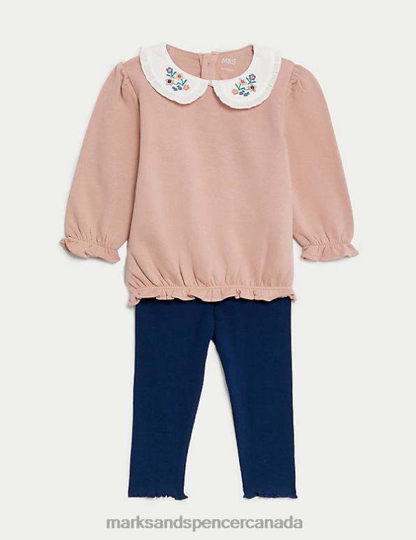 Baby Pink Mix Clothing Marks & Spencer 2pc Cotton Rich Floral Outfit 20VTD7624 - Marks and Spencer Canada locations