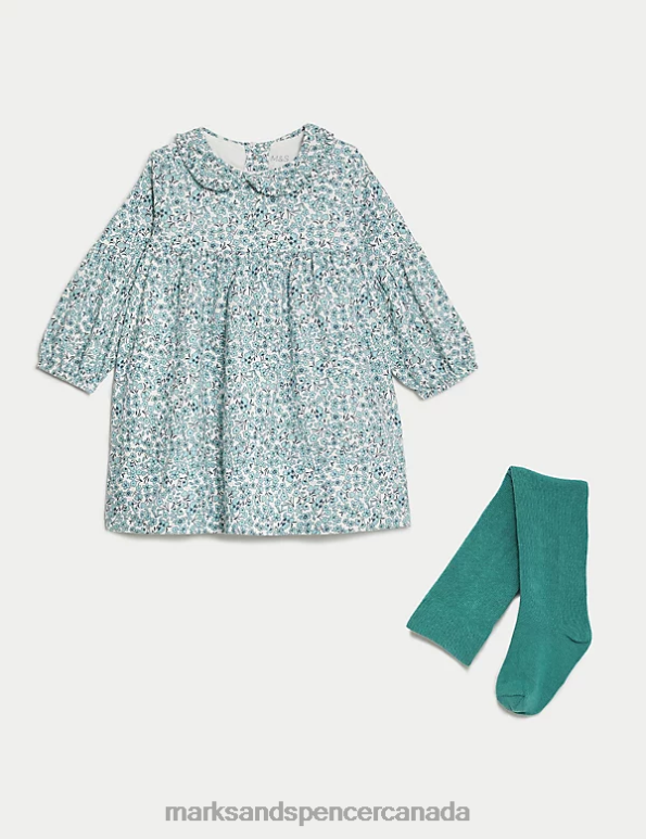 Marks and Spencer near me - Baby Teal Mix Clothing Marks & Spencer 2pc Cotton Rich Floral Outfit 20VTD7640