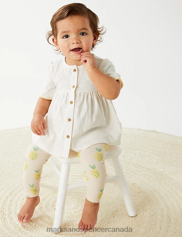 Marks and Spencer near me - Baby White Mix Clothing Marks & Spencer 2pc Cotton Rich Lemon Outfit 20VTD7687