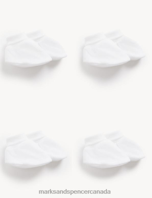 Marks and Spencer Canada - Baby White Clothing Marks & Spencer 4pk Pure Cotton Booties 20VTD7358