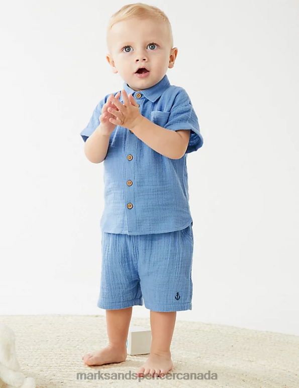 Marks and Spencer Canada - Baby Blue Mix Clothing Marks & Spencer Pure Cotton Shorts 20VTD7567