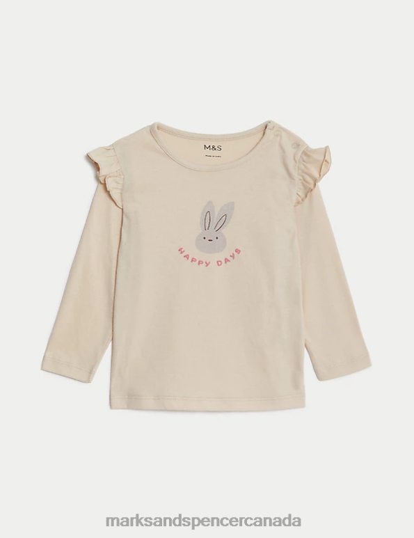 Marks and Spencer Canada - Baby Cream Clothing Marks & Spencer Pure Cotton Bunny Slogan Top 20VTD7623