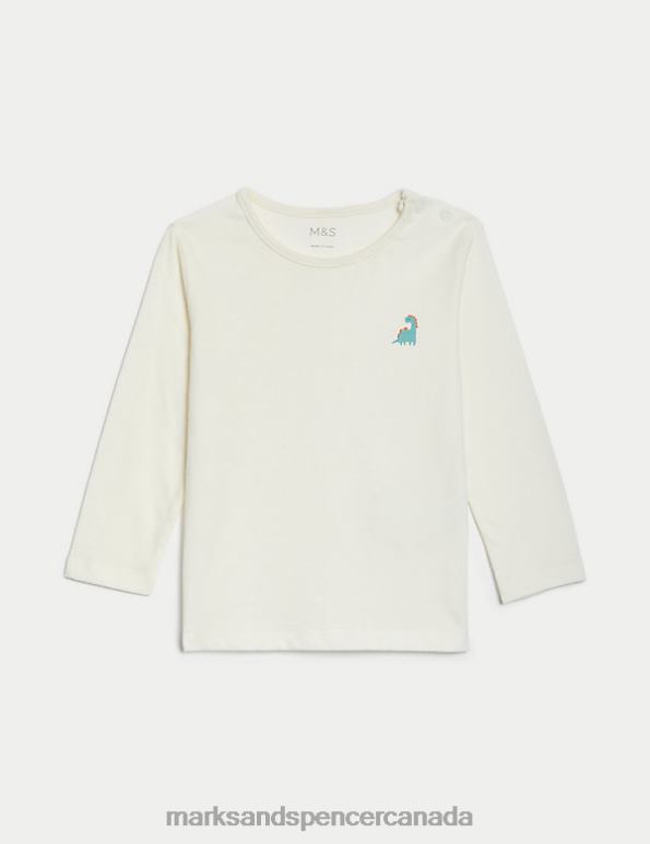 Baby Cream Clothing Marks & Spencer Pure Cotton Dinosaur Top 20VTD7397 - Marks and Spencer online