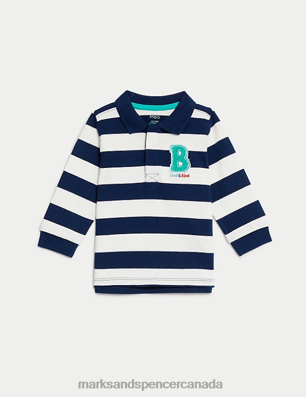 Baby Indigo Mix Clothing Marks & Spencer Pure Cotton Striped Top 20VTD7245 - Marks and Spencer Canada locations