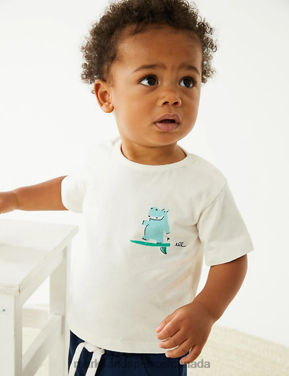 Baby Ivory Clothing Marks & Spencer Pure Cotton Surfing Hippo T-Shirt 20VTD7584 - Marks and Spencer Canada locations