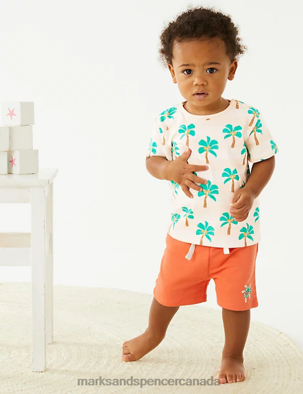 Baby Light Peach Clothing Marks & Spencer Pure Cotton Palm Tree T-Shirt 20VTD7506 - Marks and Spencer Canada locations