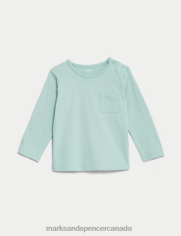 Baby Light Teal Clothing Marks & Spencer Pure Cotton Top 20VTD7752 - Marks and Spencer online