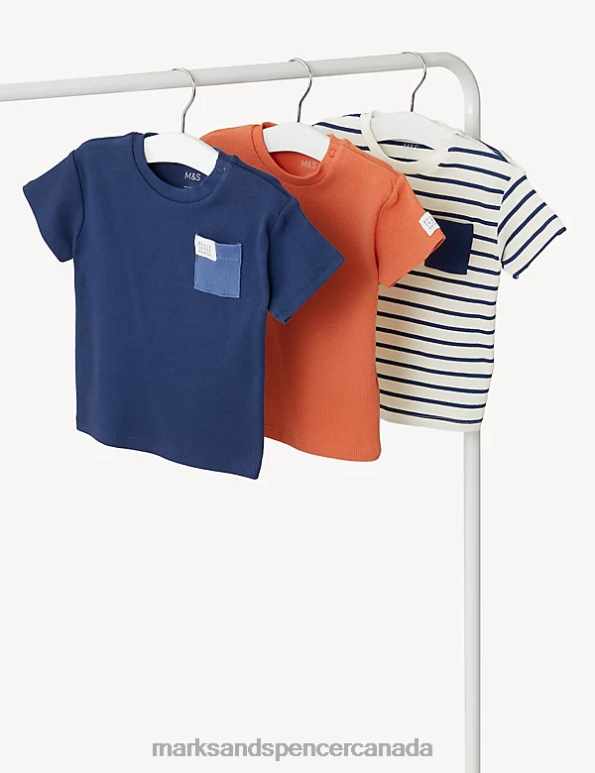 Baby Multi Clothing Marks & Spencer 3pk Cotton Rich T-Shirts 20VTD7271 - Marks and Spencer outlet