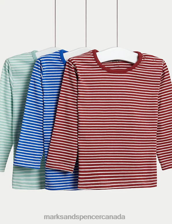 Marks and Spencer sale - Baby Multi Clothing Marks & Spencer 3pk Pure Cotton Striped Tops 20VTD7458