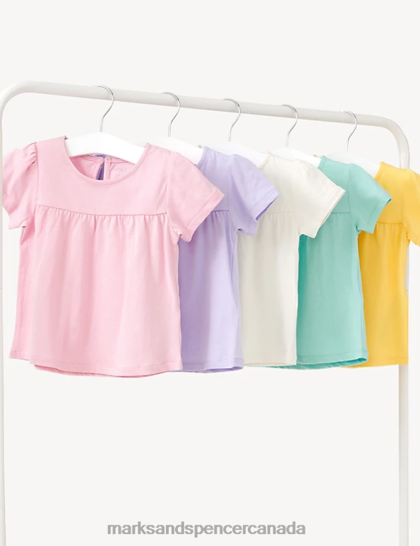 Baby Multi Clothing Marks & Spencer 5pk Pure Cotton T-Shirts 20VTD7758 - Marks and Spencer outlet