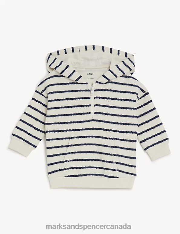 Marks and Spencer near me - Baby Multi Clothing Marks & Spencer Cotton Rich Hooded Striped Sweater 20VTD7297