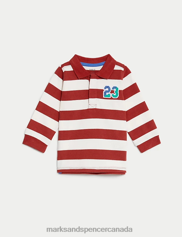 Marks and Spencer sale - Baby Red Mix Clothing Marks & Spencer Pure Cotton Striped Top 20VTD7561