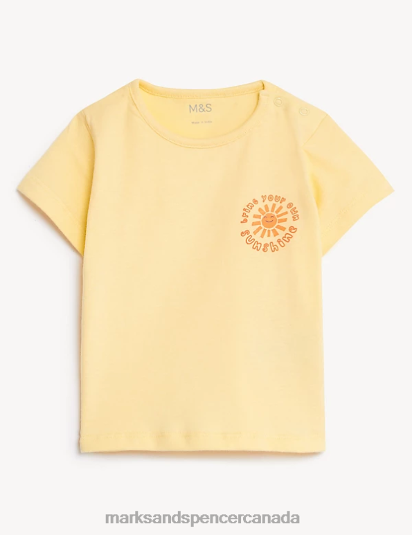 Baby Yellow Clothing Marks & Spencer Pure Cotton Sunshine Slogan T-Shirt 20VTD7434 - Marks and Spencer outlet