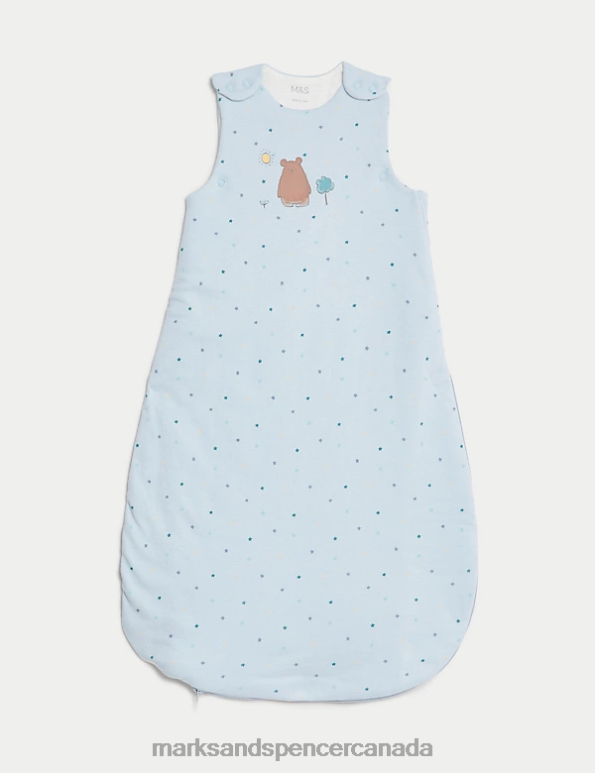 Marks and Spencer Canada - Unisex Ice Blue Accessories Marks & Spencer Pure Cotton Bear 2.5 Tog Sleeping Bag 20VTD7450