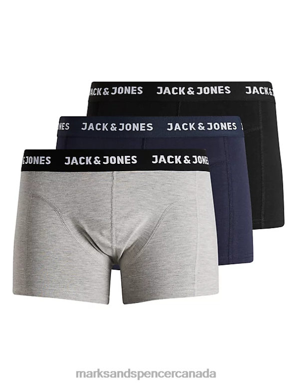 Marks and Spencer Canada - Unisex Black Mix Accessories Marks & Spencer 3pk Cotton Rich Trunks 20VTD6223