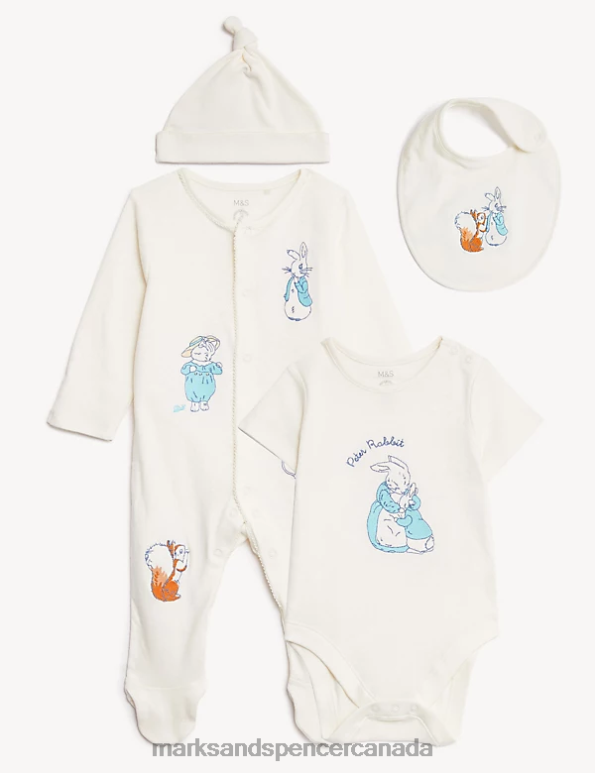 Marks and Spencer sale - Unisex Cream Mix Clothing Marks & Spencer 4pc Cotton Rich Peter Rabbit Starter Set 20VTD7425