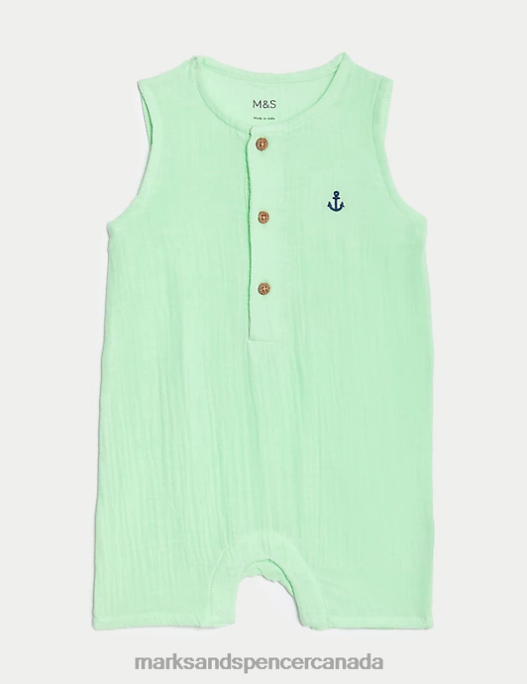 Unisex Green Clothing Marks & Spencer Pure Cotton Romper 20VTD7571 - Marks and Spencer Canada locations