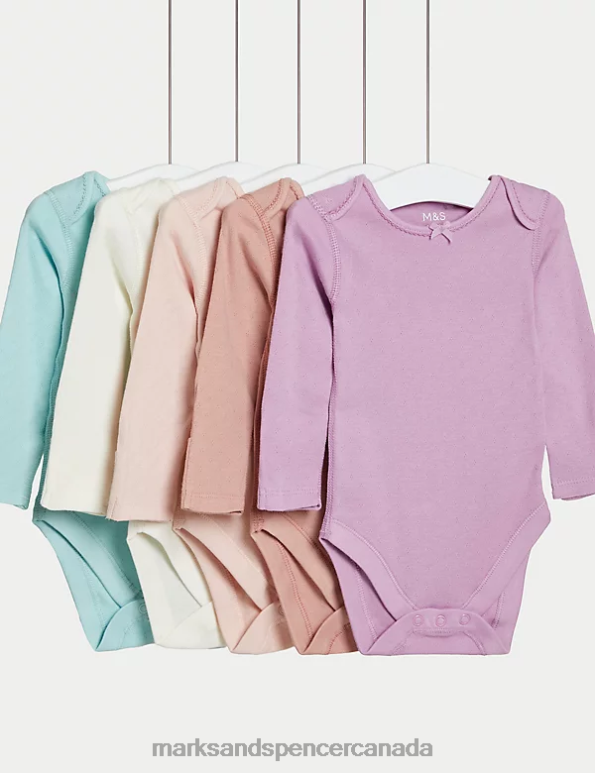 Marks and Spencer sale - Unisex Pink Mix Clothing Marks & Spencer 5pk Pure Cotton Bodysuits 20VTD7677