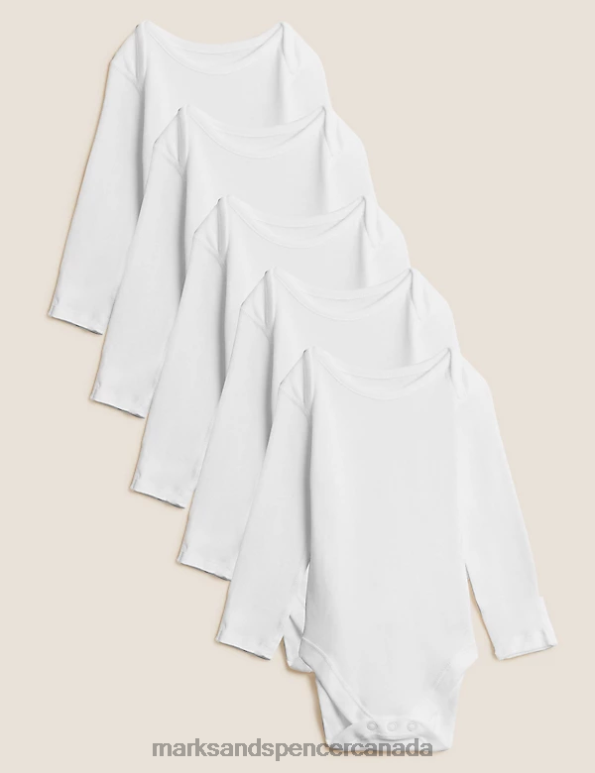 Marks and Spencer sale - Unisex White Clothing Marks & Spencer 5pk Pure Cotton Bodysuits 20VTD7436