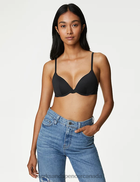 Unisex Black Clothing Marks & Spencer Cleo Wired Plunge Bra 20VTD4498 - Marks and Spencer outlet