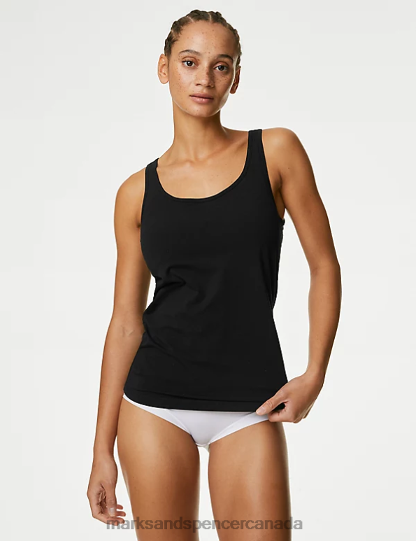 Unisex Black Clothing Marks & Spencer Cotton Rich Bra Vest Padded Cups 20VTD3503 - Marks and Spencer online