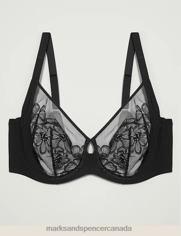 Marks and Spencer sale - Unisex Black Clothing Marks & Spencer Embrace Embroidered Wired Full Cup Bra 20VTD4669