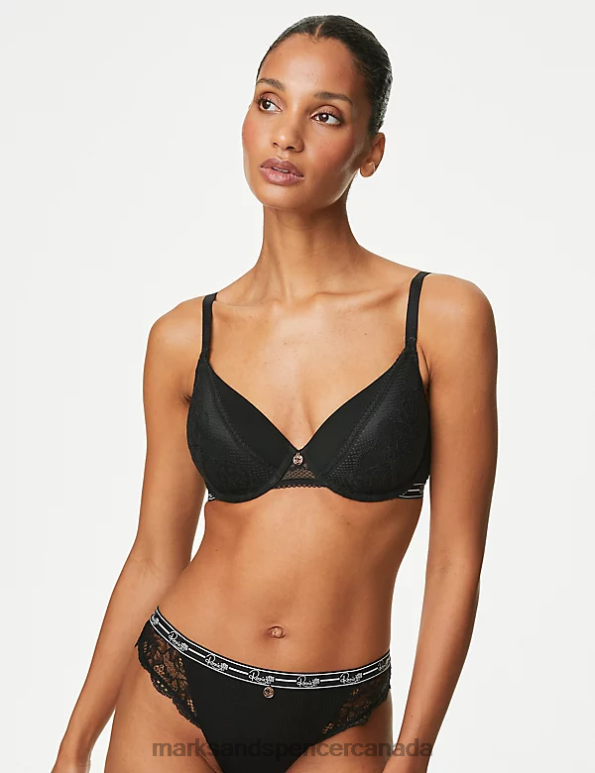 Marks and Spencer Canada - Unisex Black Clothing Marks & Spencer Lace Wired Padded Full Cup Bra 20VTD4466