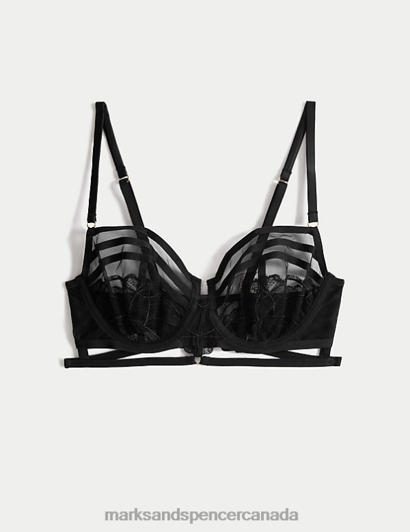 Unisex Black Clothing Marks & Spencer Maya Embroidery Wired Balcony Bra 20VTD4275 - Marks and Spencer online