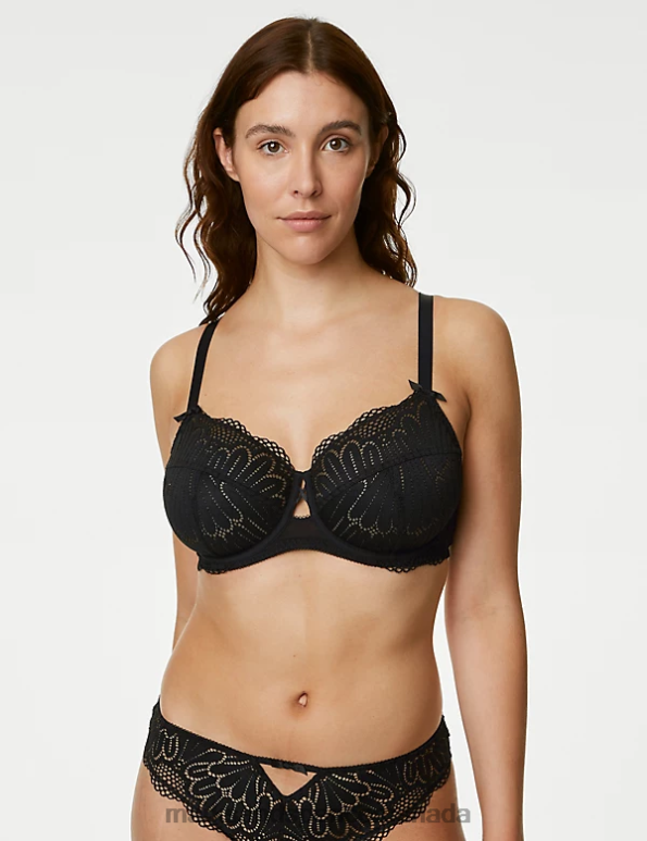 Unisex Black Clothing Marks & Spencer Nova Lace Wired Full Cup Bra 20VTD4862 - Marks and Spencer online