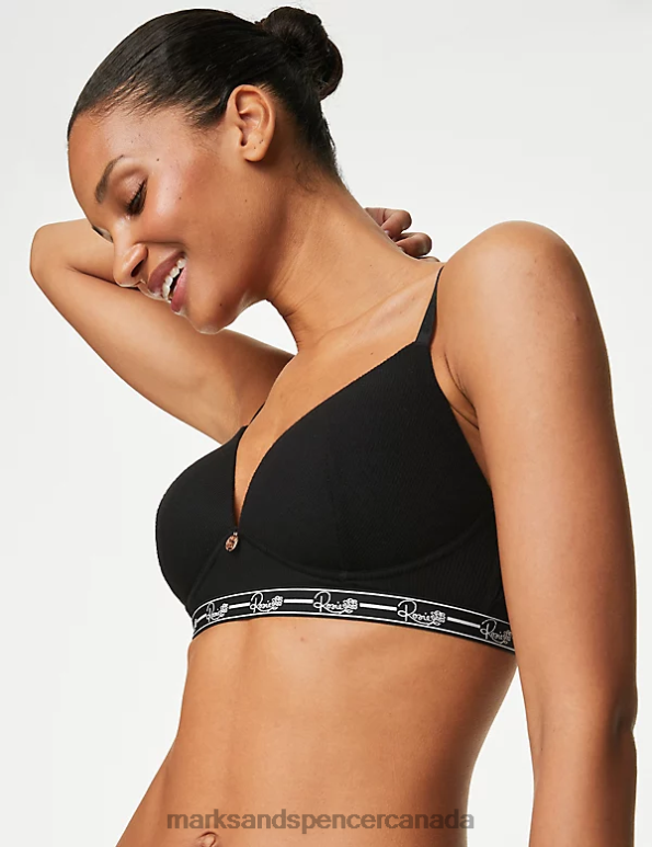 Unisex Black Clothing Marks & Spencer Ribbed Lounge Non-Wired Plunge Bra 20VTD4638 - Marks and Spencer online