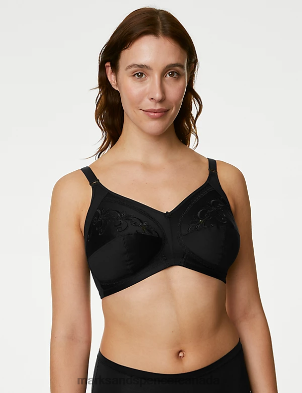 Marks and Spencer Canada - Unisex Black Clothing Marks & Spencer Total Support Embroidered Full Cup Bra 20VTD4069