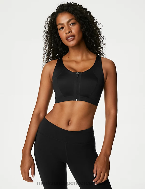 Unisex Black Clothing Marks & Spencer Ultimate Support Zip Front Sports Bra 20VTD4698 - Marks and Spencer online